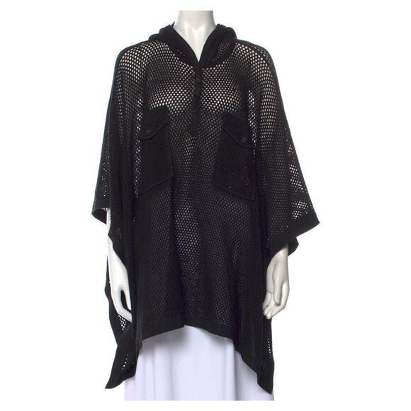 Ralph Lauren Collection Merino Wool Linen Mesh Poncho Cape Sweater Hooded Top S - Picture 5 of 8